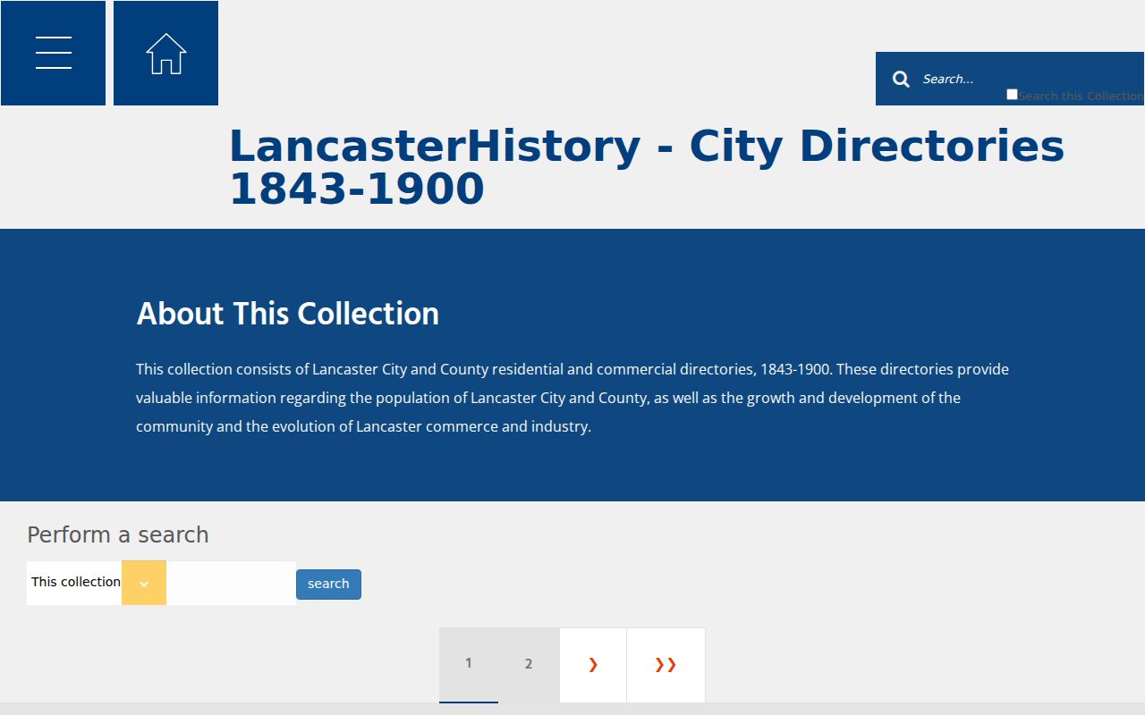 Manor Township city directory digitized Lancaster City and County directory collection