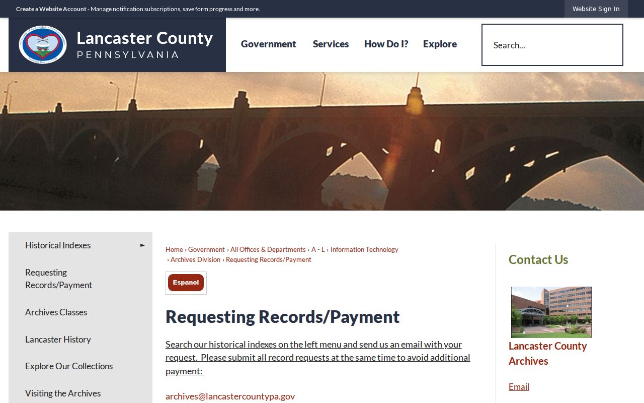Manor Township previous residents Lancaster County Archives request and historical records access