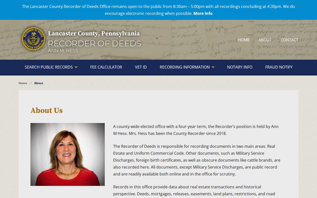 Manor Township street directory source for Lancaster County Recorder records