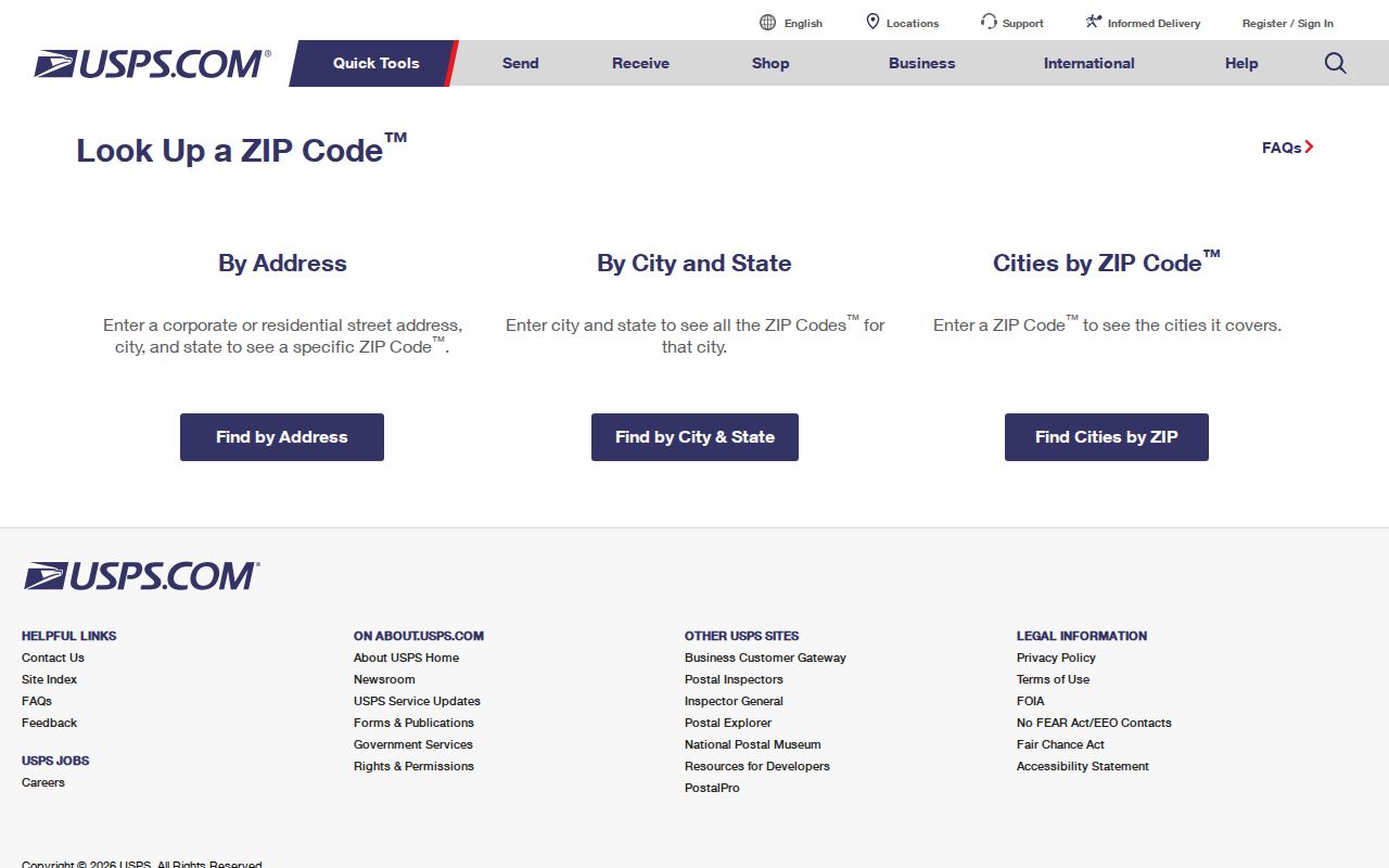 Manor Township ZIP code directory USPS address-to-ZIP verification screen